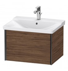 Duravit XViu Тумба подвесная 61x46.9x40.5см, с раковиной, 1 ящик, цвет: walnut dark/черный матовый. 2332650000,  XV40150B221