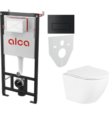 Комплект Унитаз подвесной BelBagno Uno BB3105CHR/SC + Инсталляция AlcaPlast AM101/1120-4:1 RU M578-0001 кнопка смыва черная