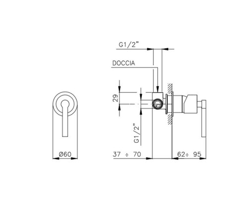 Nicolazzi Mac Kinley 05 Смеситель для душа на 1 отверстие, встраиваемый, цвет: хром. C3706, 3706EXTCR29M Nicolazzi Mac Kinley 05 Смеситель для душа на 1 отверстие, встраиваемый, цвет: хром. C3706, 3706EXTCR29M