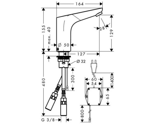 Hansgrohe Focus Смеситель для раковины, 1 отв., электронный, цвет: хром. 31173000