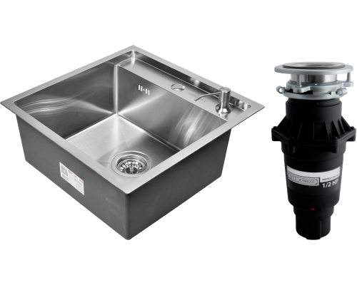 Комплект Мойка Wisent 5050 с дозатором, сатин + Измельчитель Bone Crusher BC 810-SL Slim Line