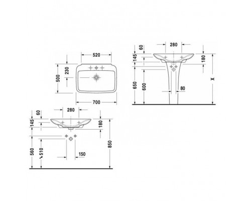 Duravit PuraVida Раковина 70x50 см, 3 отв., цвет: белый. 2701700030