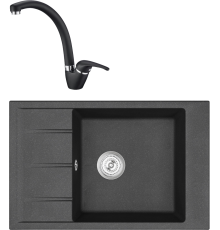 Комплект Мойка кухонная Emar Quartz EMQ-1780.Q Оникс + Смеситель 3013.12 Оникс