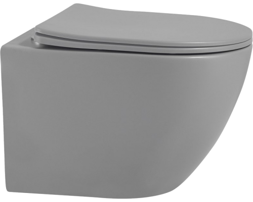 Унитаз подвесной Abber Bequem AC1101MG безободковый, с микролифтом, матовый серый