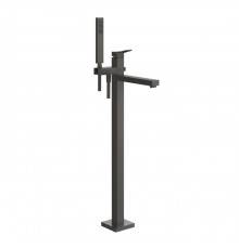 Gessi Rettangolo K Смеситель для ванны, напольный, с ручным душем, и шлангом 150см., внешняя часть, цвет: Black Metal Brushed PVD. 53129#707