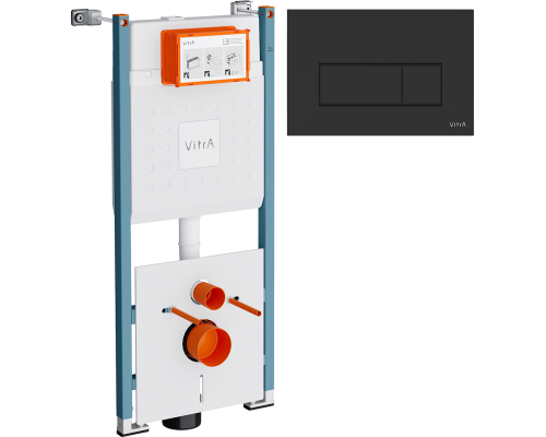 Система инсталляции для унитазов VitrA V-Fix Core 732-5800-01PV с кнопкой Root Square 740-2311 черной матовой