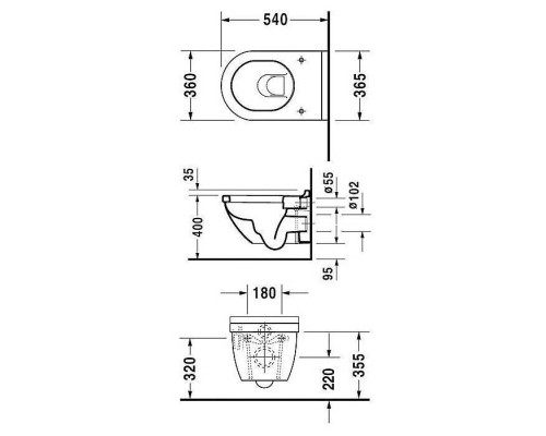 Duravit Starck 3 Унитаз 54х36см., подвесной, с креплением Durafix, цвет: белый. 2225090000 Duravit Starck 3 Унитаз 54х36см., подвесной, с креплением Durafix, цвет: белый. 2225090000