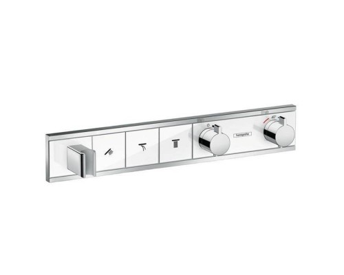 Hansgrohe RainSelect Смеситель для душа, встраиваемый, термостат на 3 переключателя, внешняя часть, цвет: хром/белый. 15356400 Hansgrohe RainSelect Смеситель для душа, встраиваемый, термостат на 3 переключателя, внешняя часть, цвет: хром/белый. 15356400