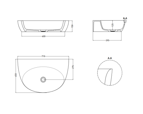 Salini Alda Wall 03 Раковина 60х71х15см., накладная, 1 отв., S-Sense, цвет: белый. 140313G