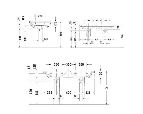 Duravit DuraStyle Раковина 130x48 см, с 1 отв., двойная, цвет: белый. 2338130000