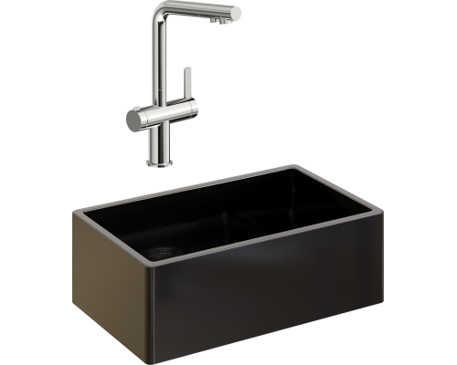 Комплект Мойка кухонная Domaci Сиена 50276-110 черная матовая + Смеситель STWORKI 23020-648/1BG-IG11