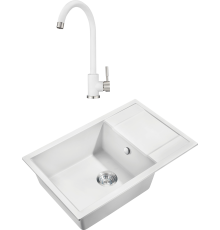 Комплект Мойка кухонная Milacio Navarra Cuarzo 78 MC.77052 белая + Смеситель Granula ST-4031, белый