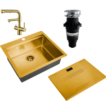 Комплект Мойка кухонная Zorg Master N-5952 Bronze + Смеситель Sanitary SZR-3216 Bronze бронза + Измельчитель Bone Crusher BC 810-SL Slim Line
