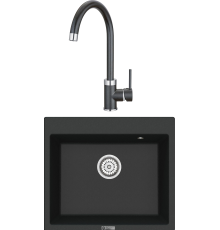 Комплект Мойка кухонная Point Бинга 60 черная + Смеситель PN3101 черный