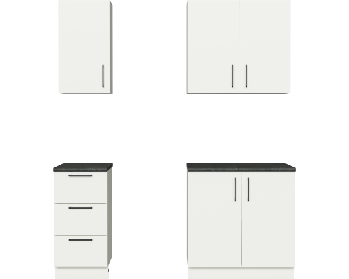 Кухонный гарнитур Domaci Болонья 180 см, фасад белый, ручка черная, столешница луна KUH-708287