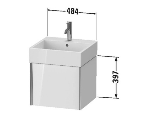 Duravit XViu Тумба подвесная 48.4x45.4x39.7см, с раковиной, 1 ящик, цвет: walnut dark/черный матовый. 2350500000,  XV42330B221