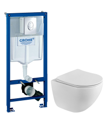 Комплект Унитаз подвесной BelBagno Libero BB11051CH-TOR/SC безободковый + Инсталляция Grohe Rapid SL 38721001 3 в 1 с кнопкой смыва