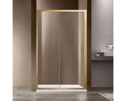 Душевая дверь в нишу Vincea Garda VDS-1G145CLG 145 см, профиль брашированное золото, стекло прозрачное