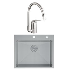 Комплект Мойка D K DKS604504 сатин + Смеситель Grohe Euroeco