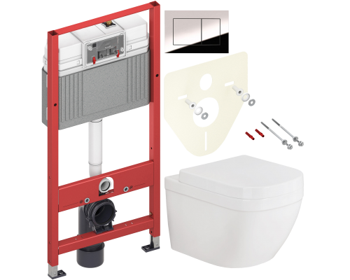 Комплект Унитаз подвесной Grohe Euro Ceramic 39206000 компактный + Крышка 39330001 с микролифтом + Инсталляция TECE Now 9400412 4 в 1 с кнопкой смыва Комплект Унитаз подвесной Grohe Euro Ceramic 39206000 компактный + Крышка 39330001 с микролифтом + Инсталляция TECE Now 9400412 4 в 1 с кнопкой смыва