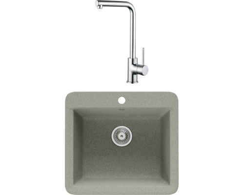 Комплект Мойка кухонная Domaci Парма V-251 серая + Смеситель Ливорно WFD05002K