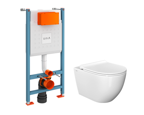 Комплект VitrA 9873B003-7205 Унитаз подвесной безободковый, с микролифтом + Система инсталляции