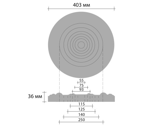 Розетка потолочная DECOMASTER DM-0402 (d нар. 403, d вн.50, h=36мм) Розетка потолочная DECOMASTER DM-0402 (d нар. 403, d вн.50, h=36мм)