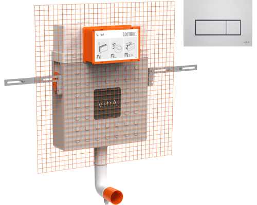 Смывной бачок скрытого монтажа VitrA V12 762-1740-01 + Кнопка смыва VitrA Root Square 740-2380 хром