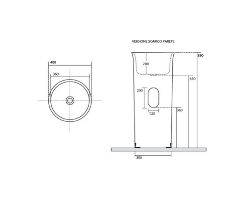 Kerasan The New Yorker Раковина 40хH89см., свободностоящая, слив в стену, сливная крышка, крепеж, цвет: белый. 564501