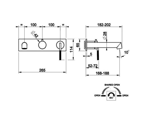 Gessi Ingranaggio Встраиваемый однорычажный смеситель на 2 выхода с перекл. и изливом, внешняя часть, цвет: хром. 63541#031