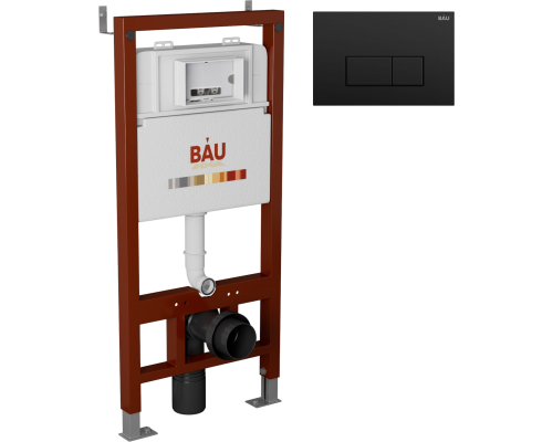 Система инсталляции для унитазов Bauedge Pro + Кнопка смыва Bauedge Hotel черная матовая