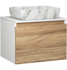 Тумба с раковиной Bauedge Dream Blackwood 60 подвесная, белая, дуб, 1 ящик, раковина Hotel SH1002M