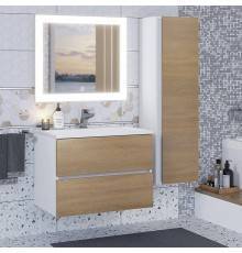 Мебель для ванной комнаты Uperwood Barsa 70 подвесная, белая, дуб сонома, раковина белая