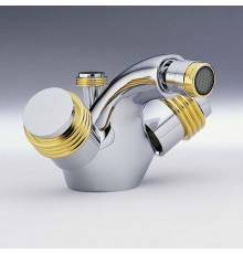 THG Diplomate grooved rings Смеситель для биде на 1 отверстие, с донным клапаном, цвет: хром/золото. U4B-G02-3202
