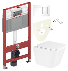 Комплект Унитаз подвесной BelBagno Due BB3103CHR/SC + Инсталляция TECE Base 9400413 4 в 1 с кнопкой смыва