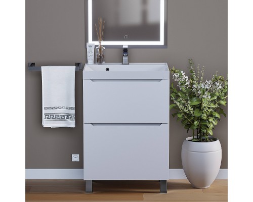 Тумба с раковиной Uperwood Tanos 60 напольная, белая, 2 ящика