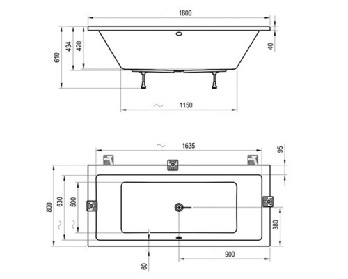 Ravak Formy 01 Ванна 180х80см, встраиваемая, цвет: белый. C881000000