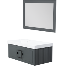 Мебель для ванной комнаты La Fenice Cubo 90 L серая, ручка черная