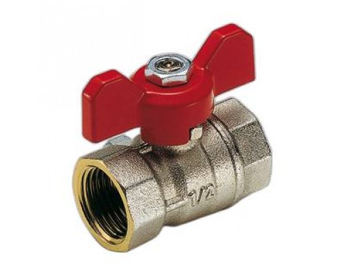 Шаровой кран Tiemme MISTRAL резьба В/В 3/4  с ручкой-бабочкой красного цвета. 2360003