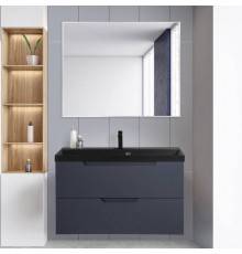 Мебель для ванной комнаты BelBagno Vittoria 90 подвесная, grigio opaco, черная матовая раковина