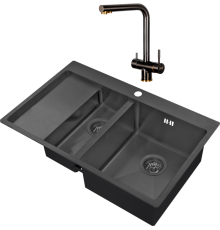 Комплект Мойка кухонная Zorg Inox PVD 5178-2-R grafit + Смеситель Inox SZR-7039 BR/GRAFIT бронза графит