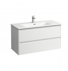 Laufen Palace Комплект мебели 1000х450х545 мм., с раковиной Slim, 2 ящика, органайзер для ящика, ручка анодированный алюминий, подвесной, цвет: белый глянцевый. 8.6070.7.261.104.1