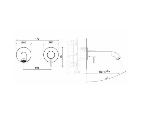 Almar Aesthetics Washbasin Смеситель для раковины, настенный, цвет: Nickel Brushed Almar Aesthetics Washbasin Смеситель для раковины, настенный, цвет: Nickel Brushed