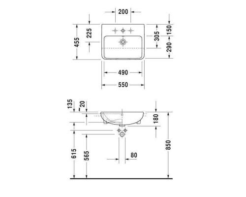 Duravit ME by Starck Раковина 55х45.5 см, 1 отв., цвет: белый. 0378550000