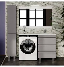 Мебель для ванной комнаты Style Line Даллас Леон 120 R Люкс Plus напольная, серая, для стиральной машины, 3 ящика