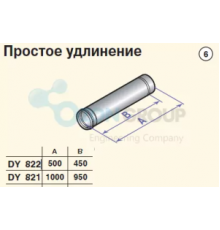 Дымоходы моно Удлинение ф160 мм, L=1000 мм, PPS (DY821) De Dietrich DTX 100002395