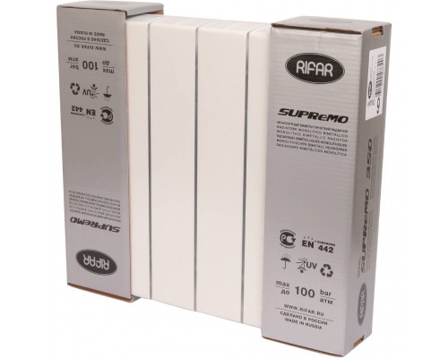 Радиатор биметаллический RIFAR SUPReMO 350 6 секций боковое подключение (белый RAL 9016) 4RS35-6 (4RS35-6)