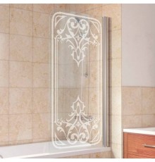 Шторка на ванну Vegas Glass EV 76 08 ARTDECO D2 R профиль глянцевый хром, стекло прозрачное рисунок