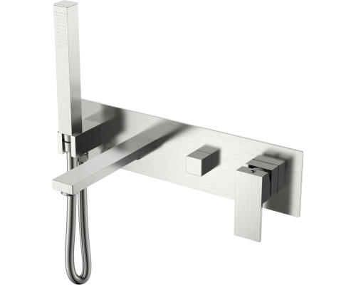 Смеситель для ванны с душем Boheme Qubic 474-2-NB С ВНУТРЕННЕЙ ЧАСТЬЮ, brushed nickel