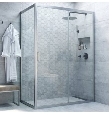 Душевой уголок Vegas Glass ZP+ZPV NOVO 110*80 07 01 профиль хром матовый, стекло прозрачное